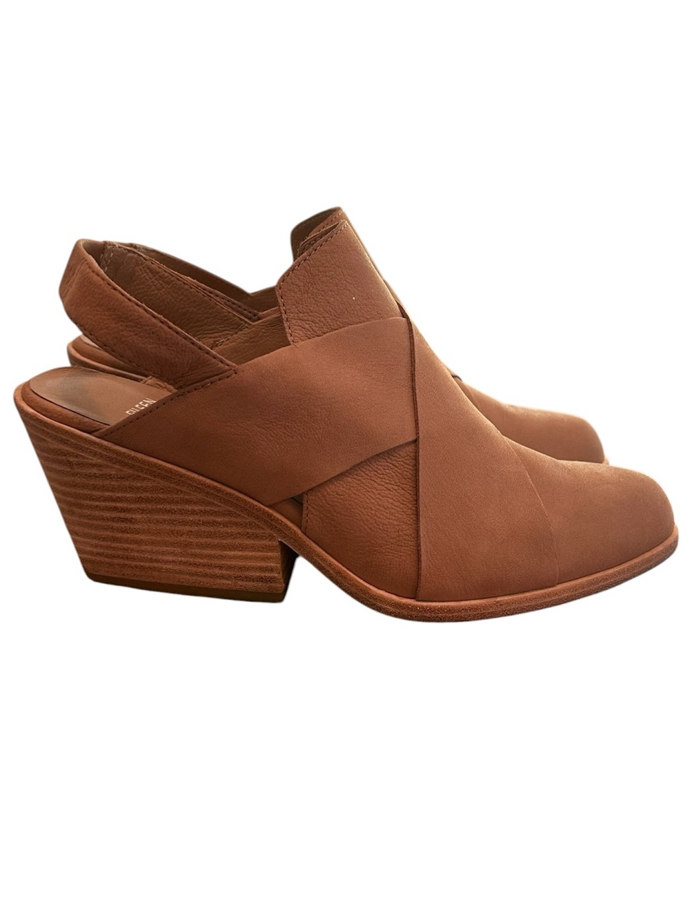 EILEEN FISHER Women's Brown Suede Leather Slingback Block Heel Mules size 7.5